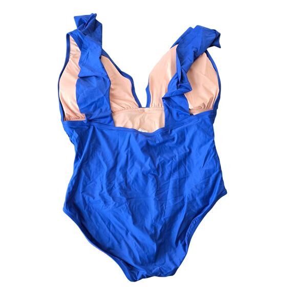 J. Crew Ruched Ruffle One-Piece Swimsuit Size 24 NWT - Picture 3 of 7